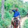 Chico montando a caballo en Samaná, explorando el paisaje natural.